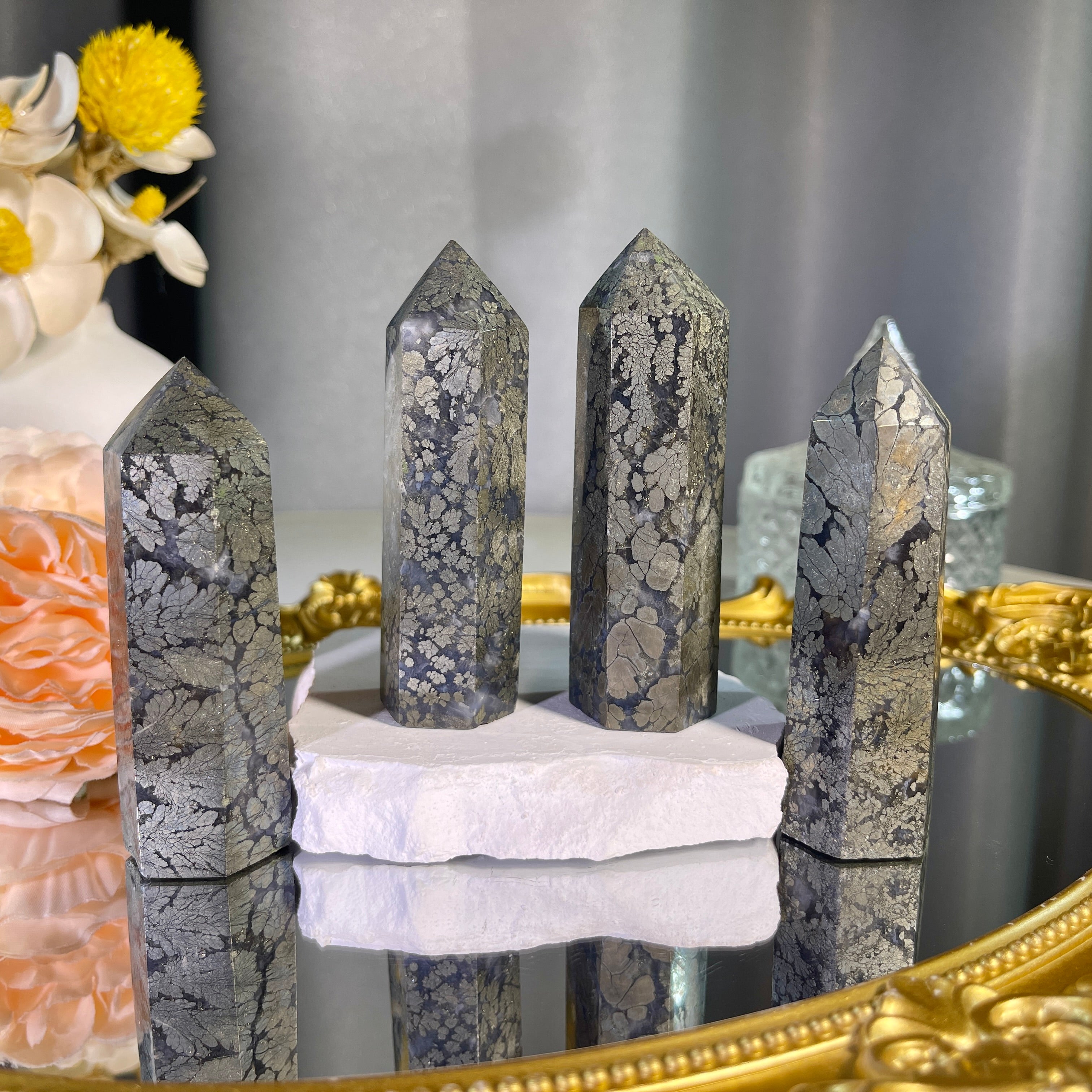 3.3"+ Pyrite Agate Tower 1PC