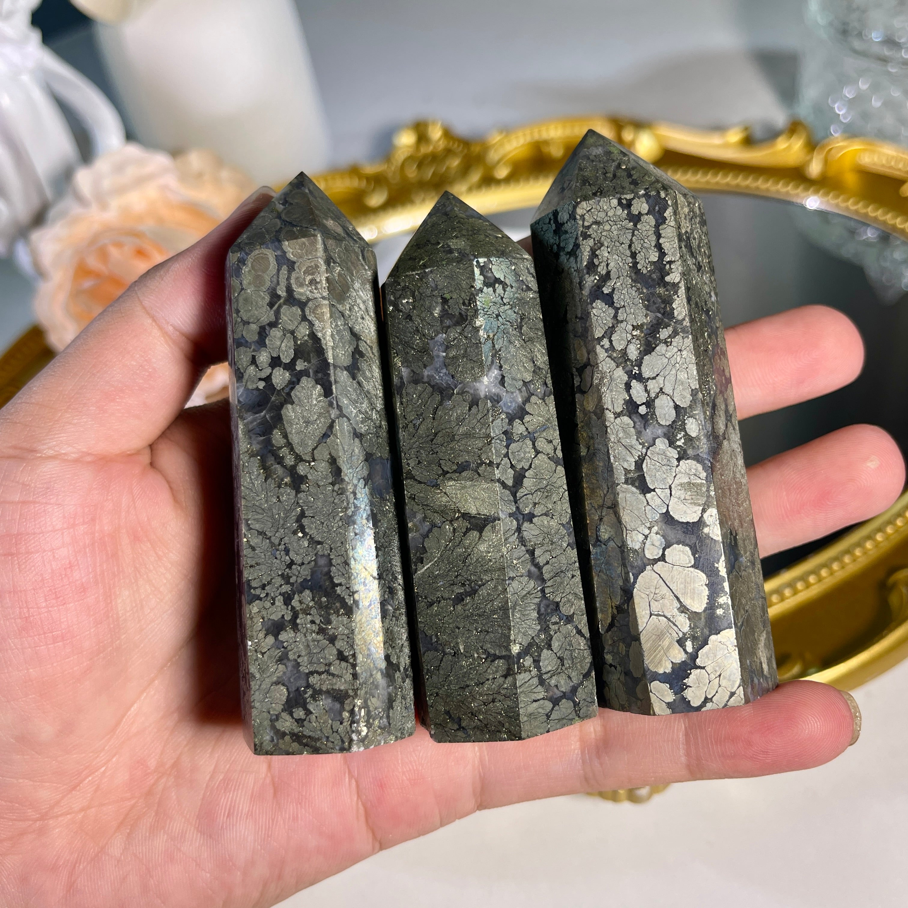 3.3"+ Pyrite Agate Tower 1PC