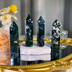 3.6"+ Moss Agate Tower 1PC