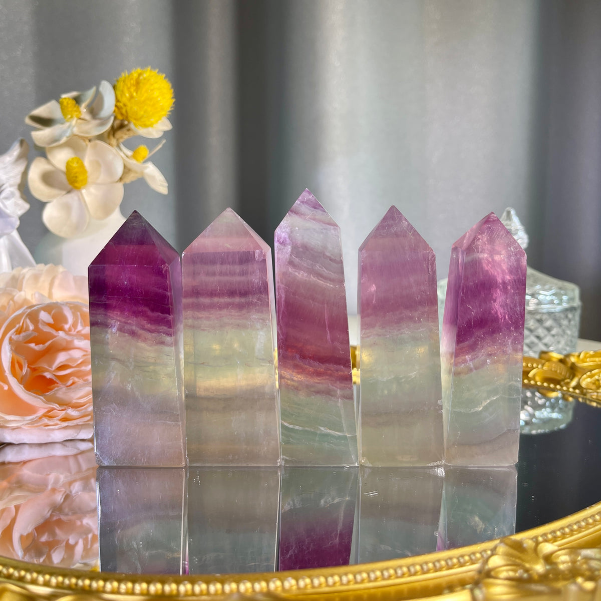 3.4"+ Watermelon Fluorite Tower 1PC