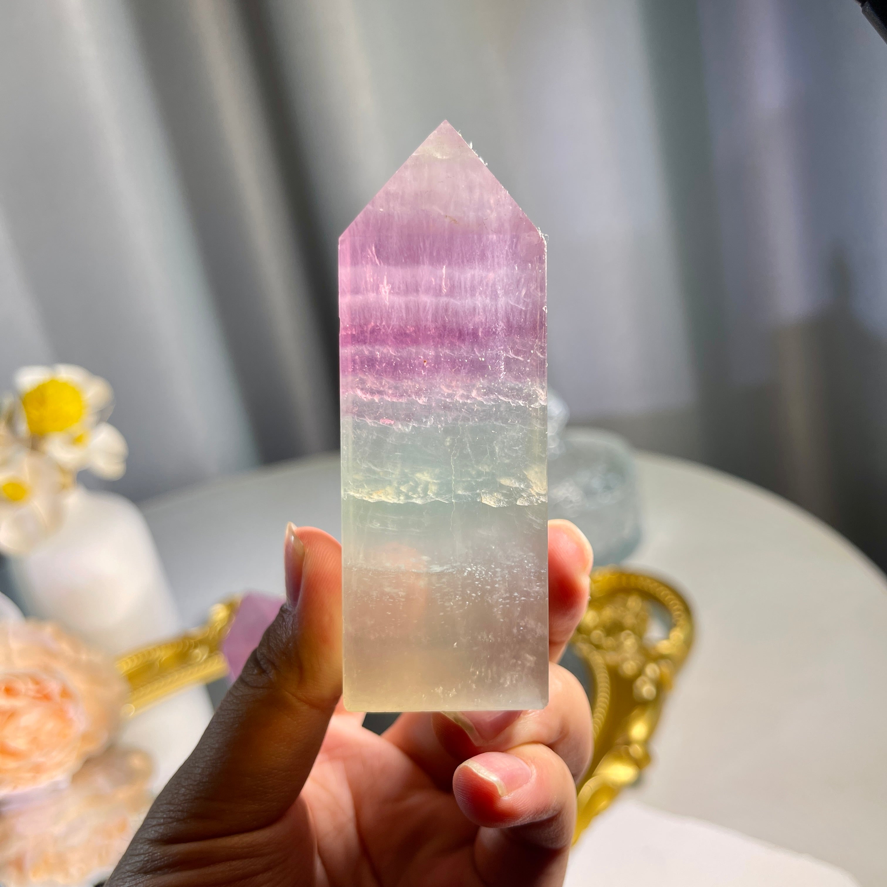 3.4"+ Watermelon Fluorite Tower 1PC