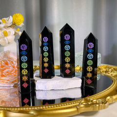 3.5"+ Chakra Obsidian Tower 1PC