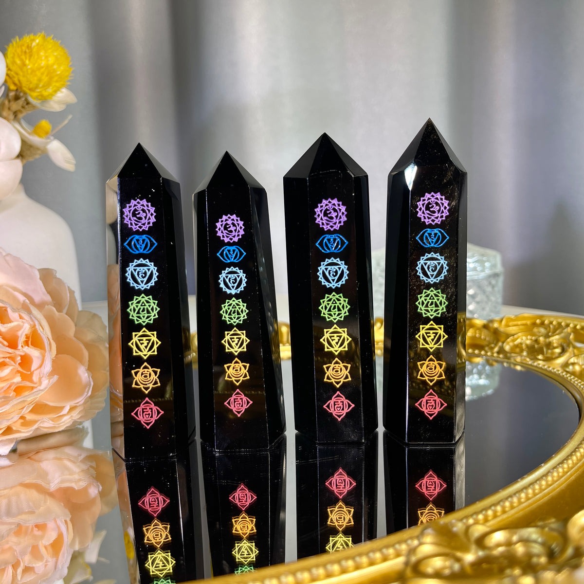 3.5"+ Chakra Obsidian Tower 1PC