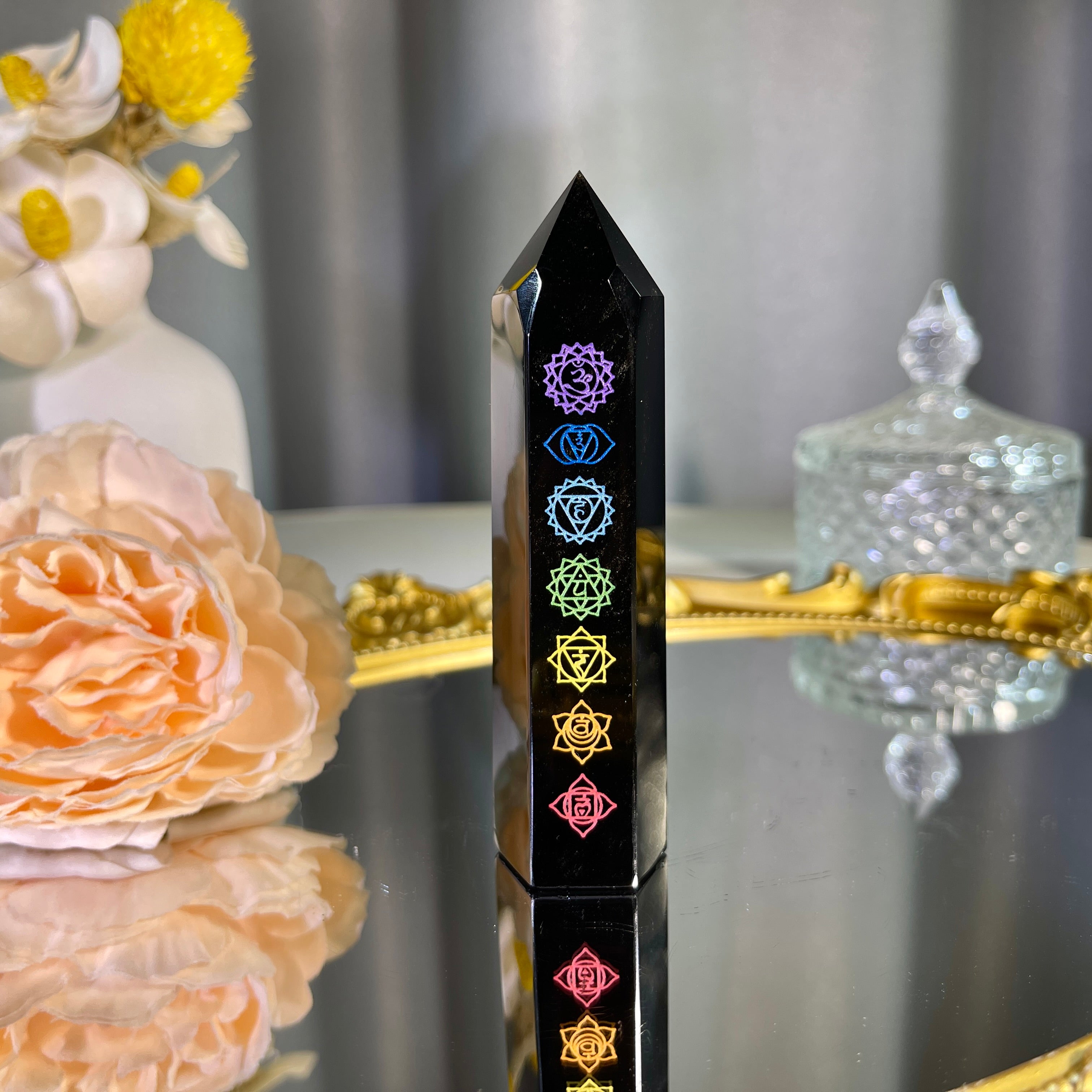 3.5"+ Chakra Obsidian Tower 1PC