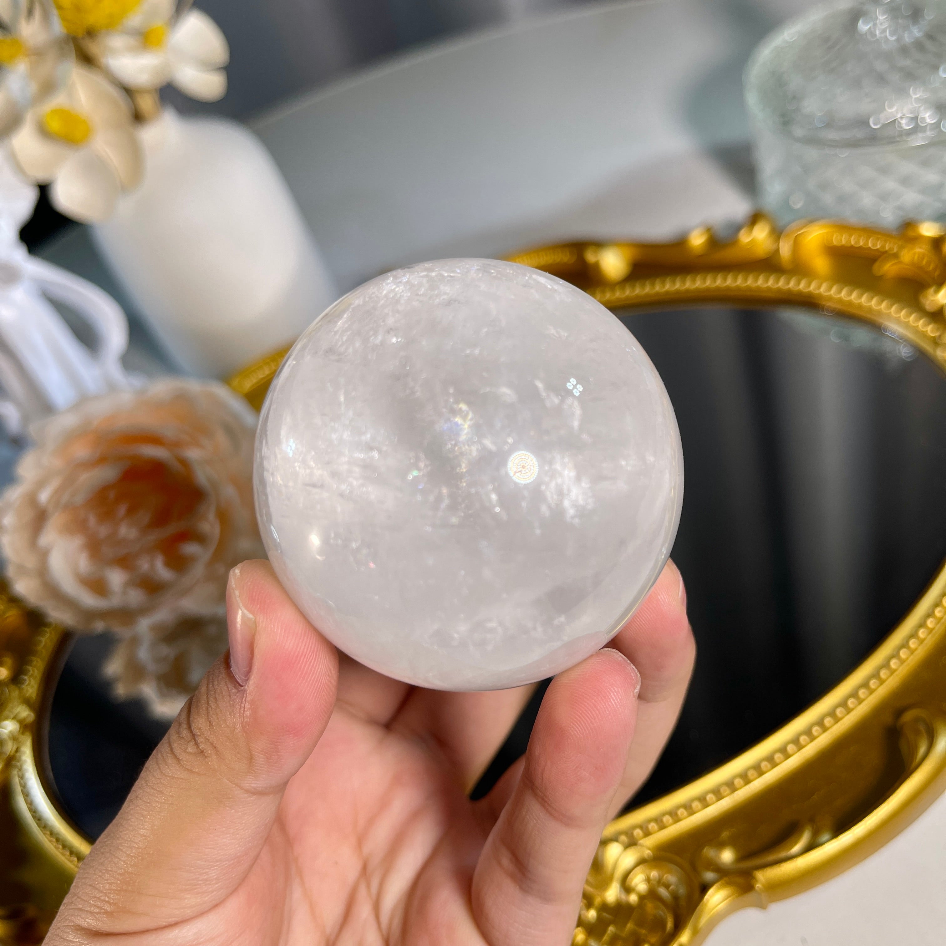 1.9"+ White Calcite Sphere 1PC