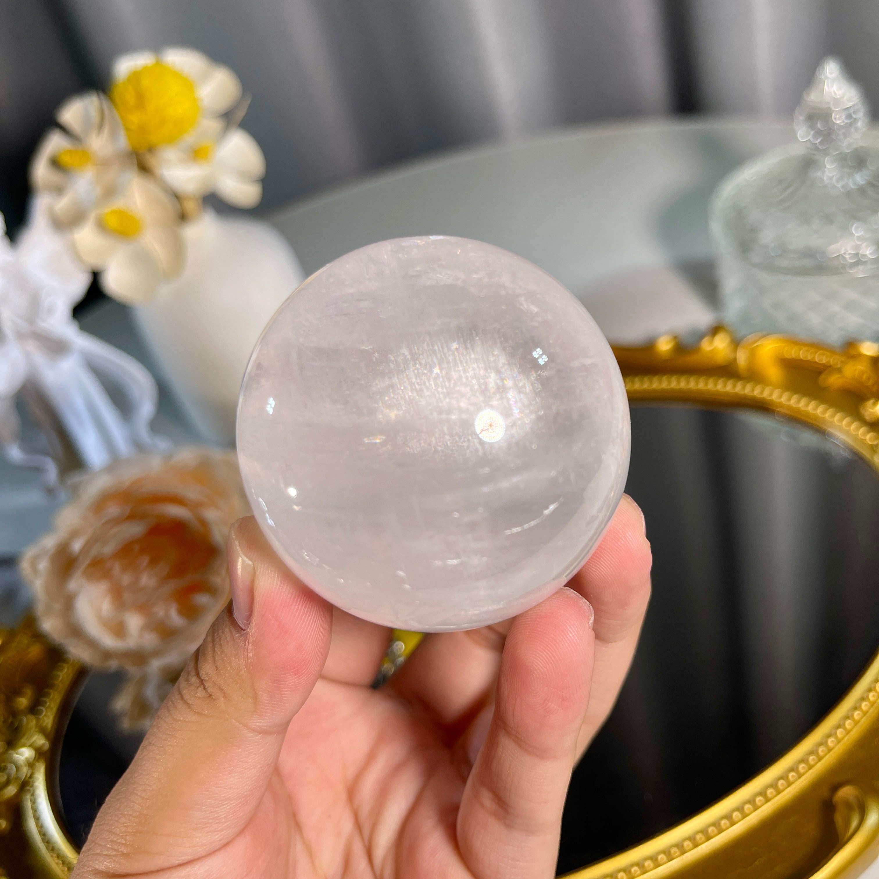 1.9"+ White Calcite Sphere 1PC