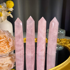 3.6"+ Rose Quartz Tower 1PC