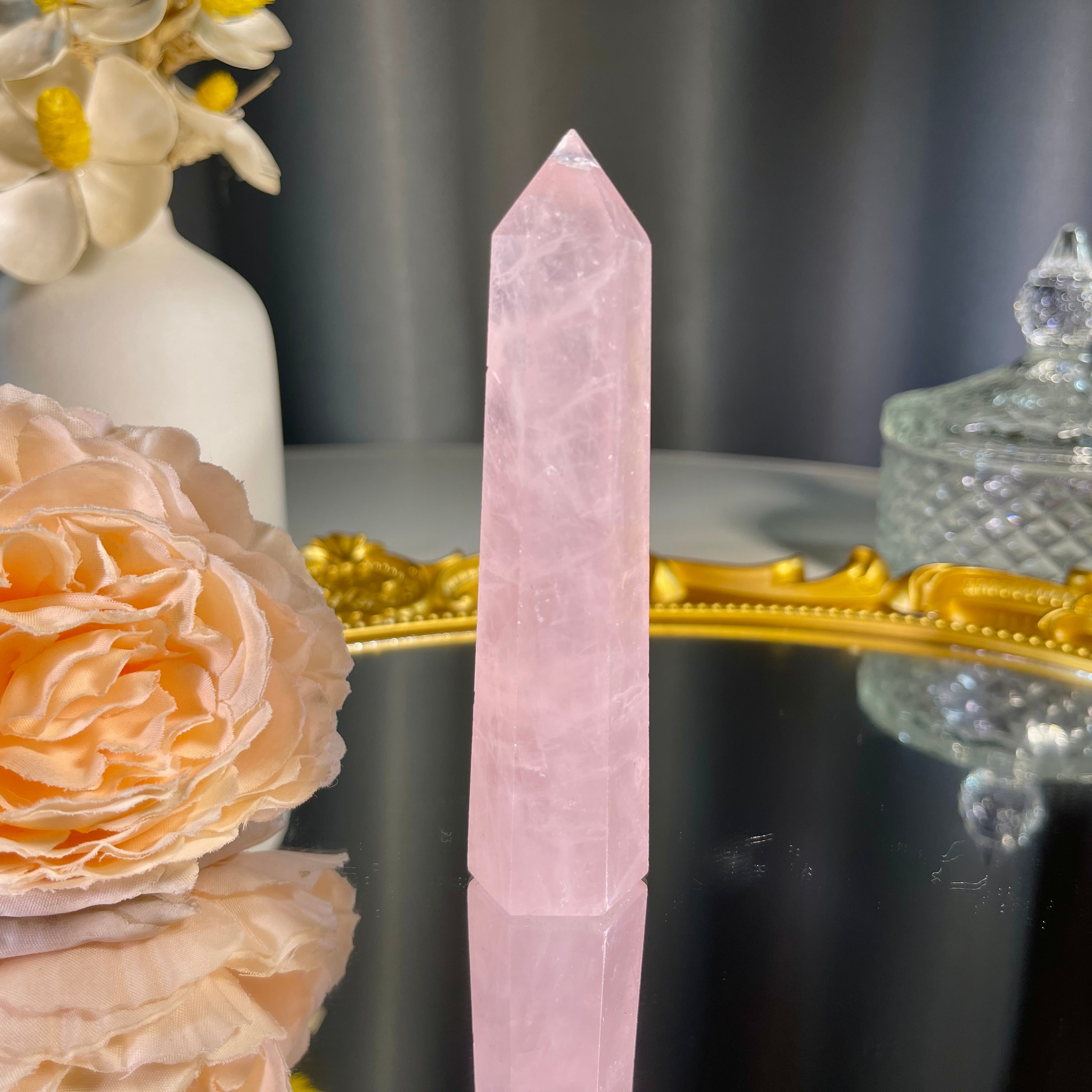 3.6"+ Rose Quartz Tower 1PC