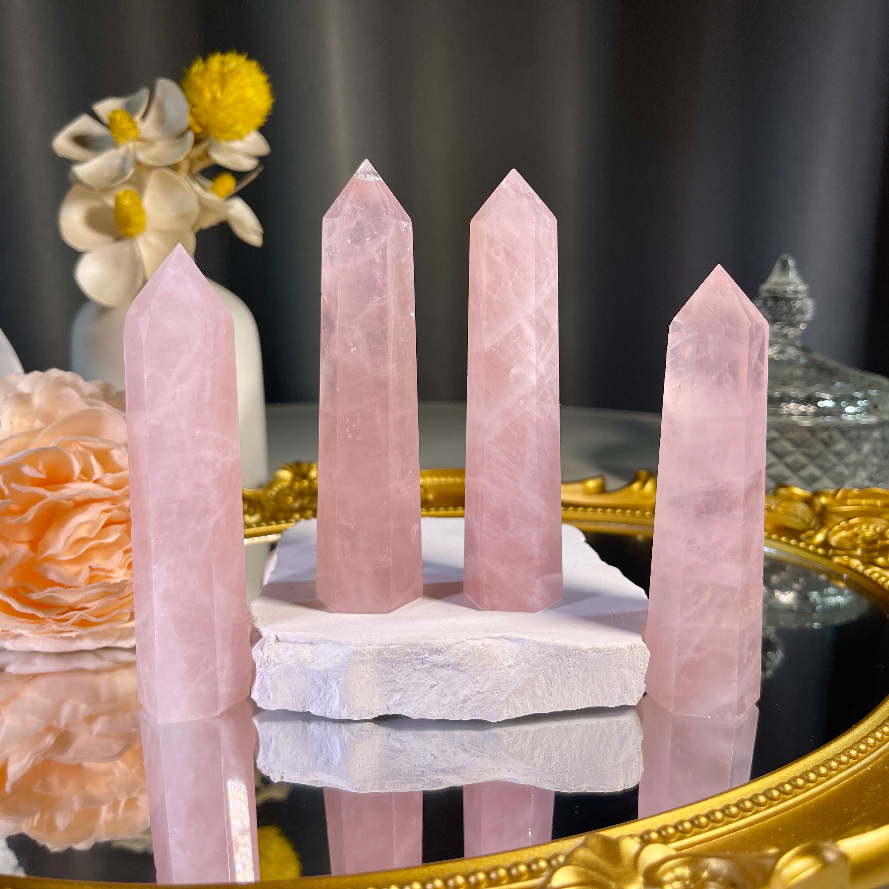 3.6"+ Rose Quartz Tower 1PC